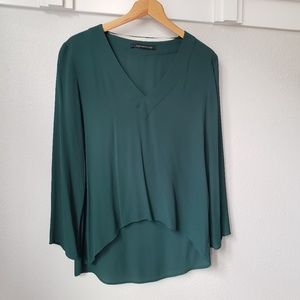 Zara woman green high-low blouse